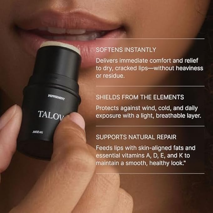 TALOVA PEPPERMINT GRASS-FED TALLOW LIP BALM, LIP SLEEPING MASK, OVERNIGHT MOISTURIZER, NATURAL & CLEAN MOISTURIZING LIP BALM W/VITAMINS A, D, E, & K, NOURISHES & SMOOTHS TEXTURE, DRY & CHAPPED LIPS - Image 4